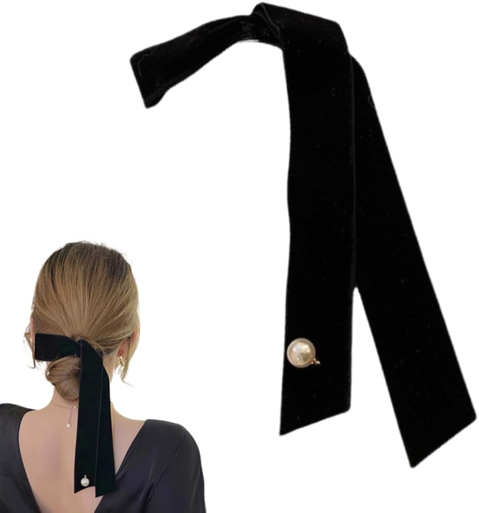 リボン ヘアアクセ 髪飾り ベロア ヘアアクセサリー 結婚式 黒 ヘア