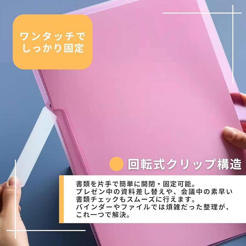 A4 クリアファイル 4枚セット 回転式クリッ...の詳細画像1