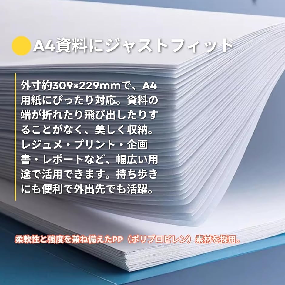 A4 クリアファイル 4枚セット 回転式クリッ...の詳細画像3