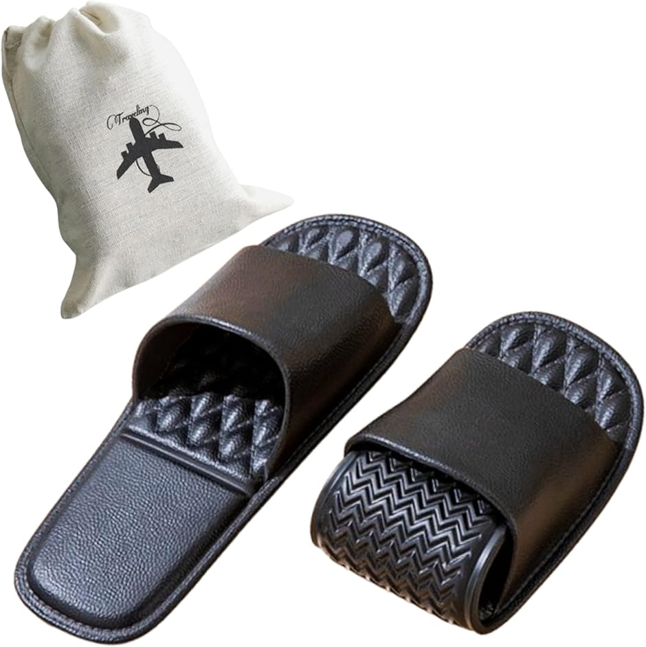 折り畳みスリッパ 携帯 トラベル 機内 旅行 出張 学校行事 EVA素材 折りたたみ式 軽量 携帯スリッパ 男女兼用(ブラック,  S)