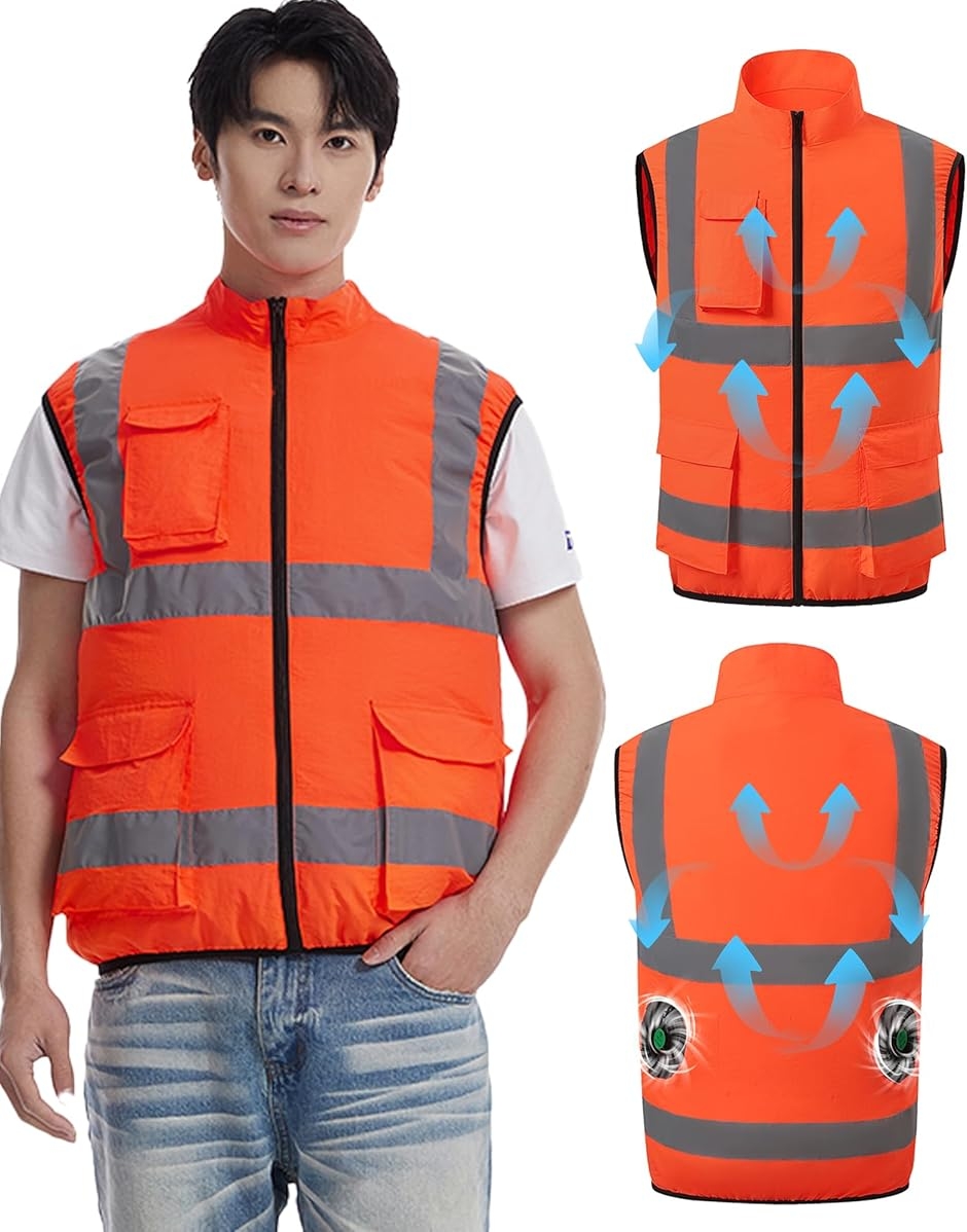 空調服 Mサイズ 冷却機能付き 互換性 空調作業服 服のみ 9cm穴 作業着 高視認 冷却ウェア MDM