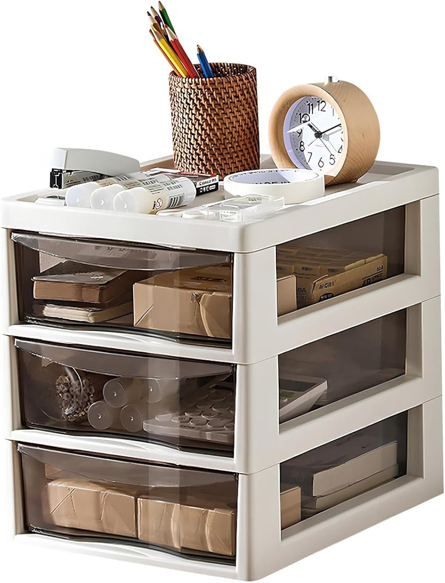 QD-SGMP 書類ケース A4 レターケース 引き出し プラスチック キャスター付き オフィス 事務用品 (カーキ,  3段A)