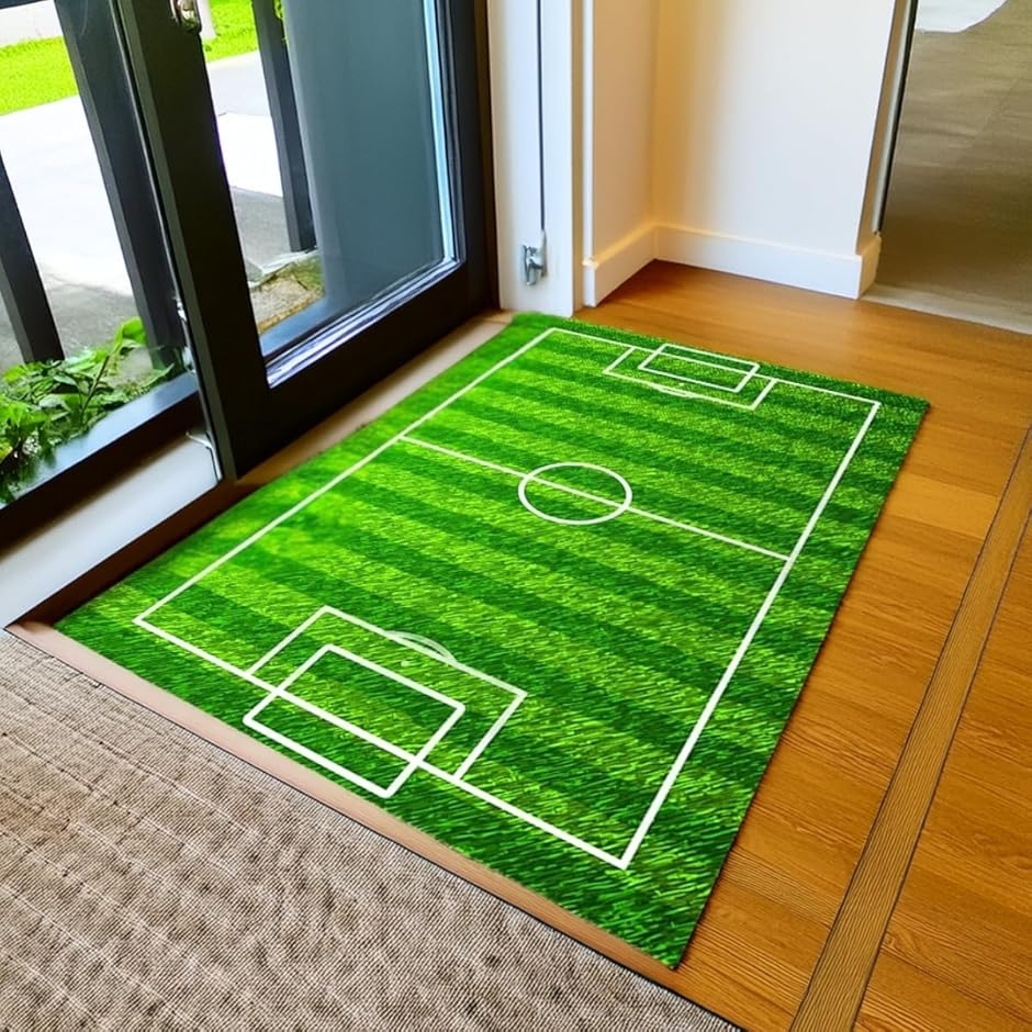 サッカーマット サッカー場 プレイマット キッズ カーペット ラグマット 洗える (グリーン,  80x120cm)