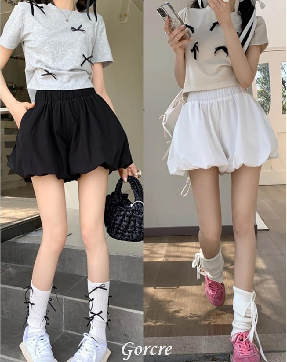 バルーン パンツ レディース ミニ ショート キュロットパンツ ウエスト