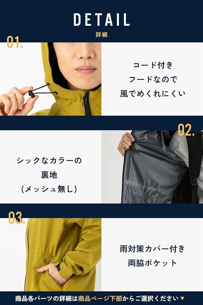 リュックも濡れない レインウェア 上下セット メンズ 防水 雨具 カッパ