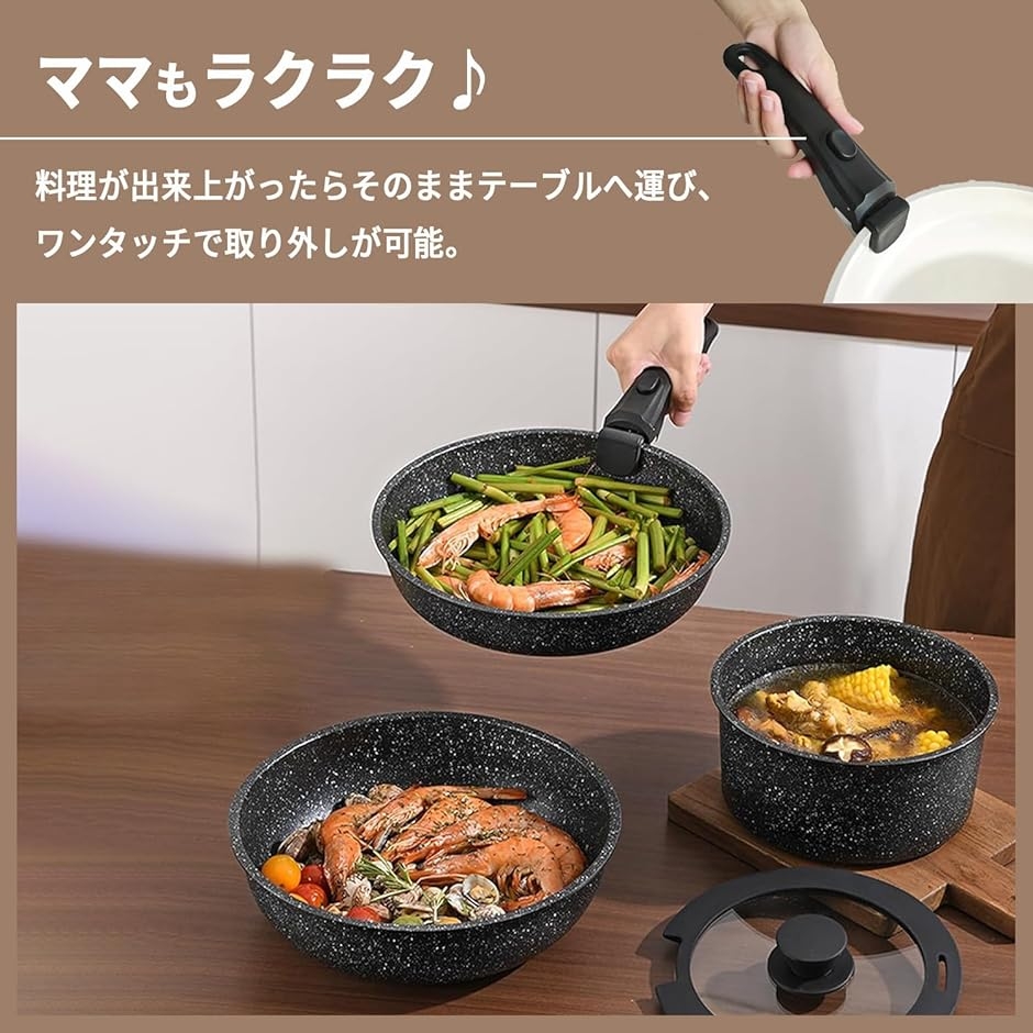 ティファール鍋・フライパン　大小２ヶ　＋鍋用蓋　取手付き ティファール インジニオ・ネオ IHルージュ・アンリミテッド 取っ手