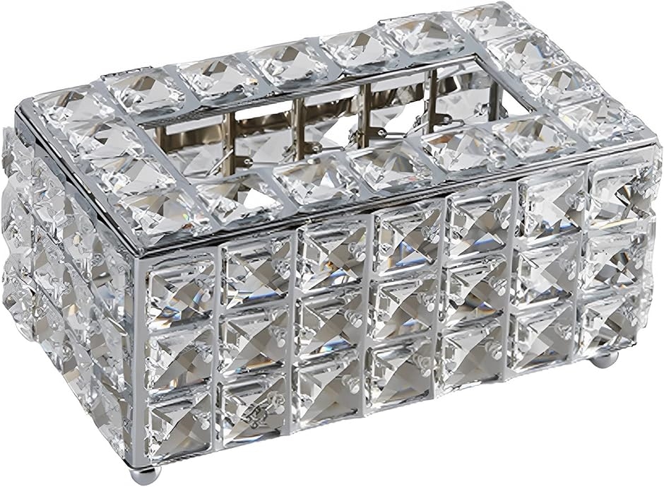 MIMIIAキラキラ クリスタル 高級 豪 華 ヨーロピアン ゴージャス ティッシュケース マスクケース 姫系 MDM(シルバー,  スモール)