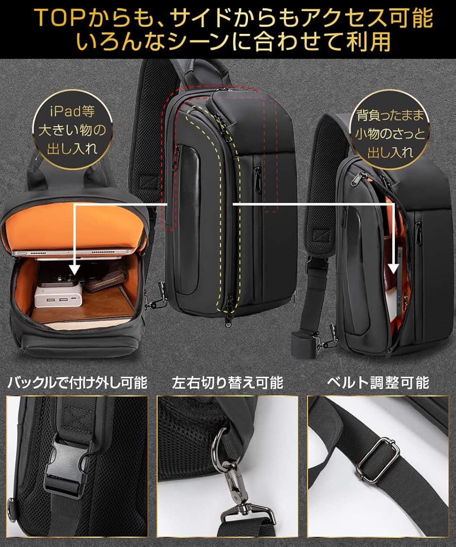 ボディバッグ ドリンクホルダー付き ショルダーバッグ 斜め掛け 肩掛け