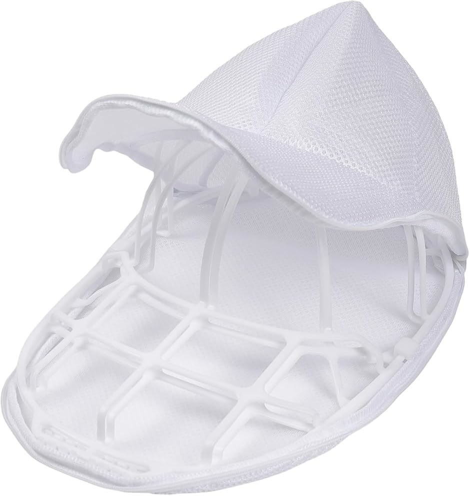 キャップウォッシャー 帽子 洗濯 型崩れ防止 ネット付き 洗濯機 野球帽ウォッシャー 大人用 子供用 (ホワイト,  Free Size)