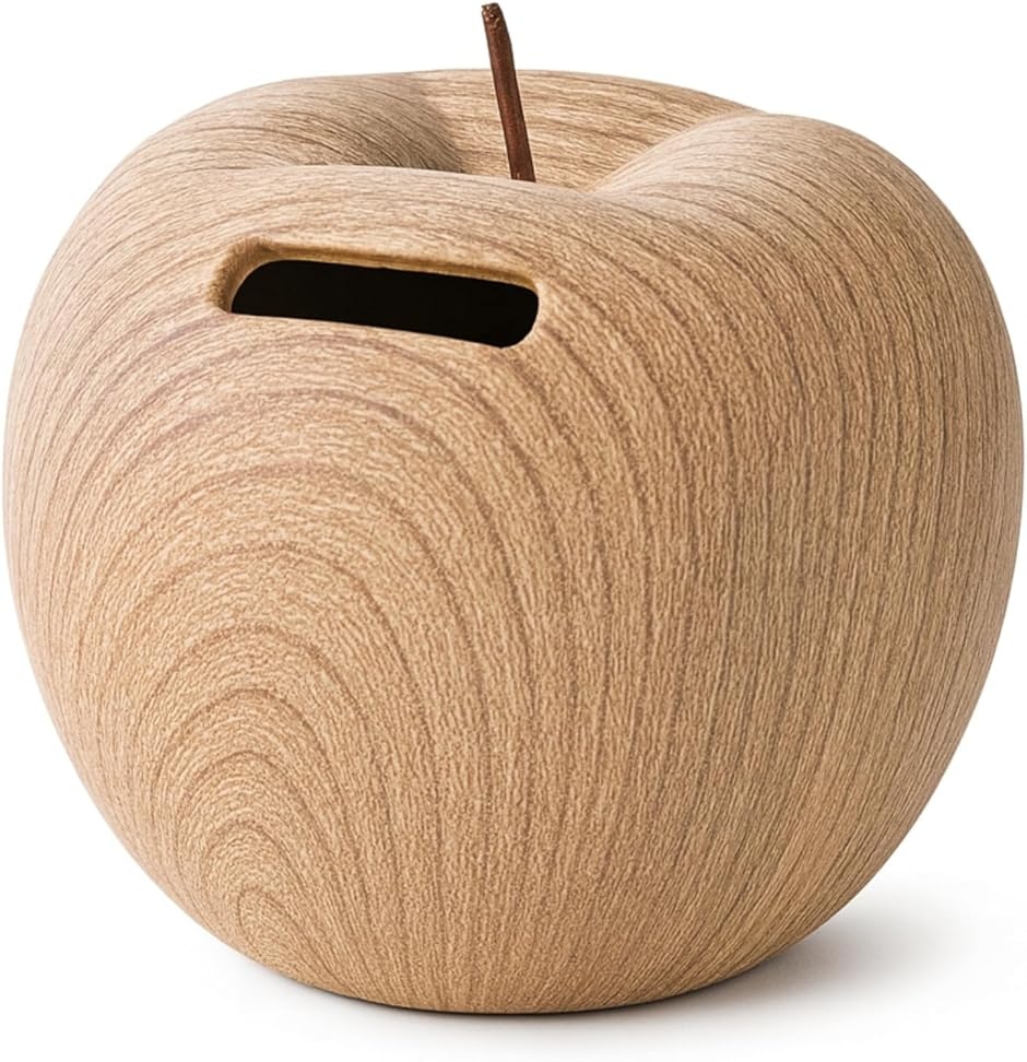 貯金箱 500円玉 おしゃれ インテリア オブジェ マネーバンク 北欧 陶器 ハンドメイド (ナチュラル,  りんご)
