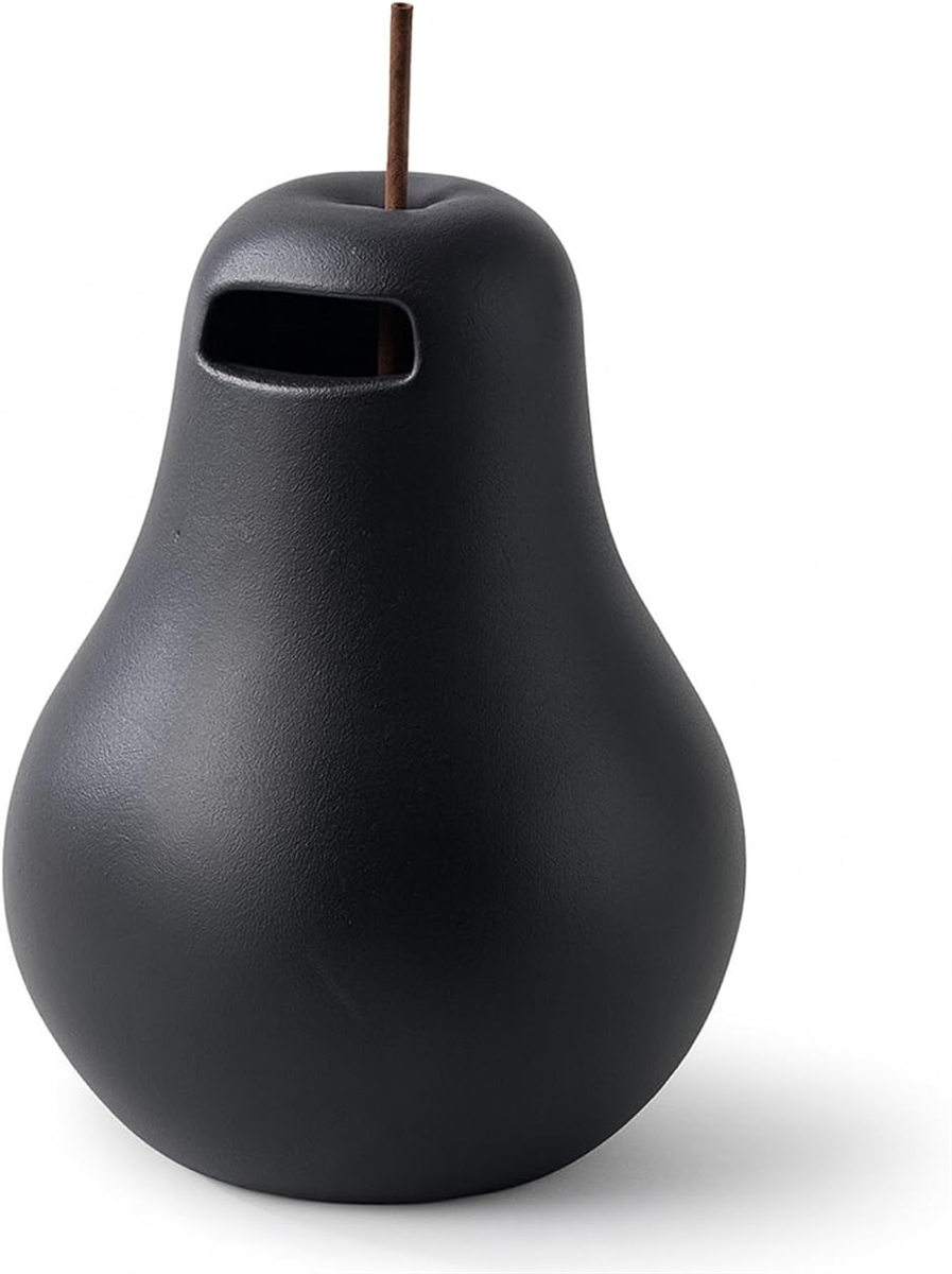 貯金箱 500円玉 おしゃれ インテリア オブジェ マネーバンク 北欧 陶器 ハンドメイド (ブラック,  洋なし)