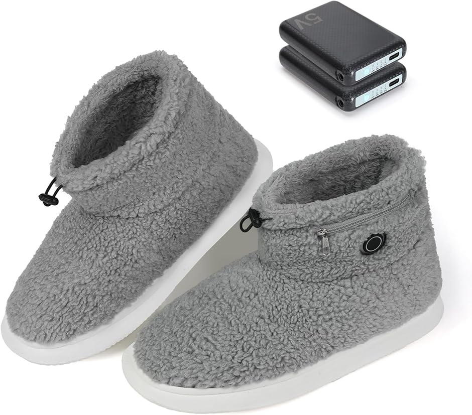 電気スリッパ フットウォーマー ル6000mAh大容量x2個 ＆ 8秒速暖 足温