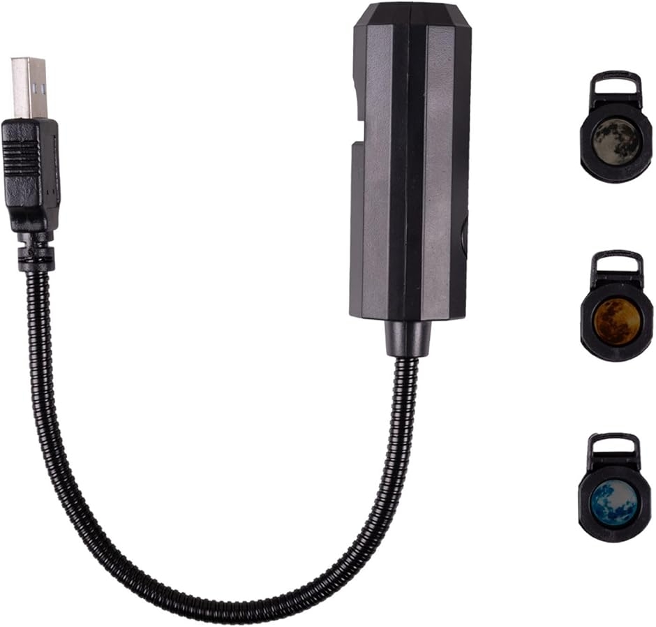 USBプロジェクター 天体 惑星 月 星空 投影ライト ムーンライト ノンフェードムーン ナイトライト 天井 (ブラック,  3スライド)