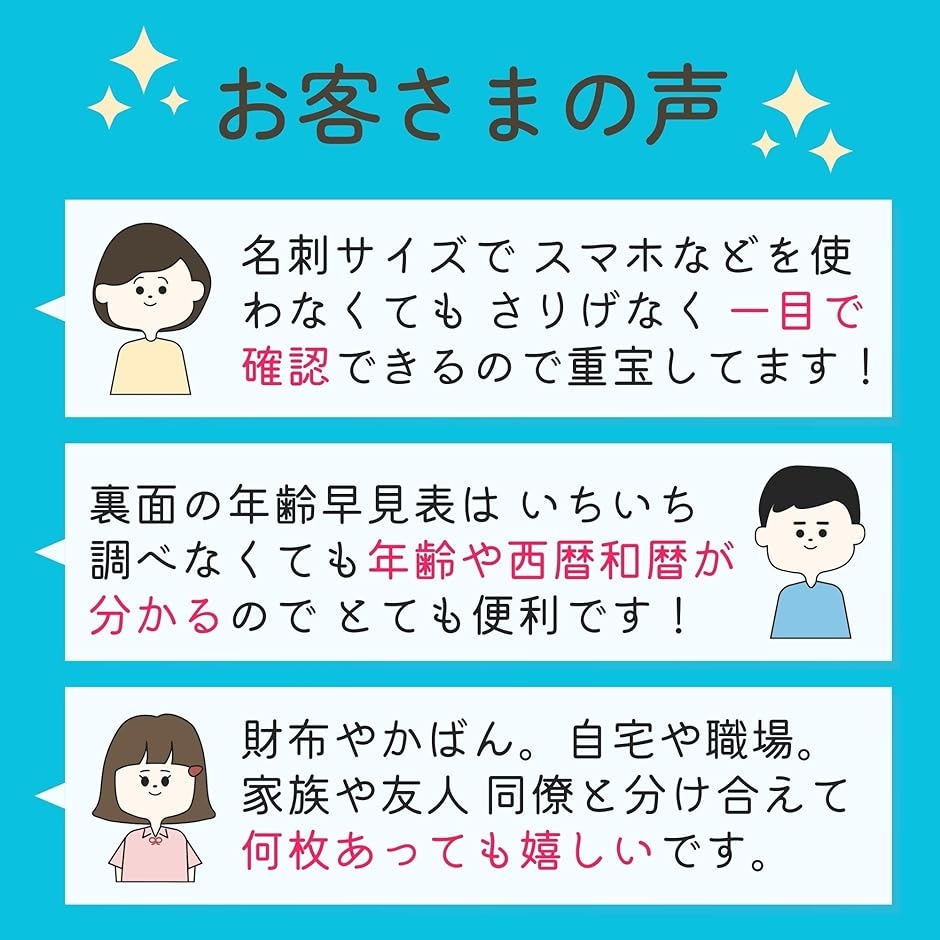 名刺サイズ カードタイプ カレンダー 2026 令和8年 年齢早見表
