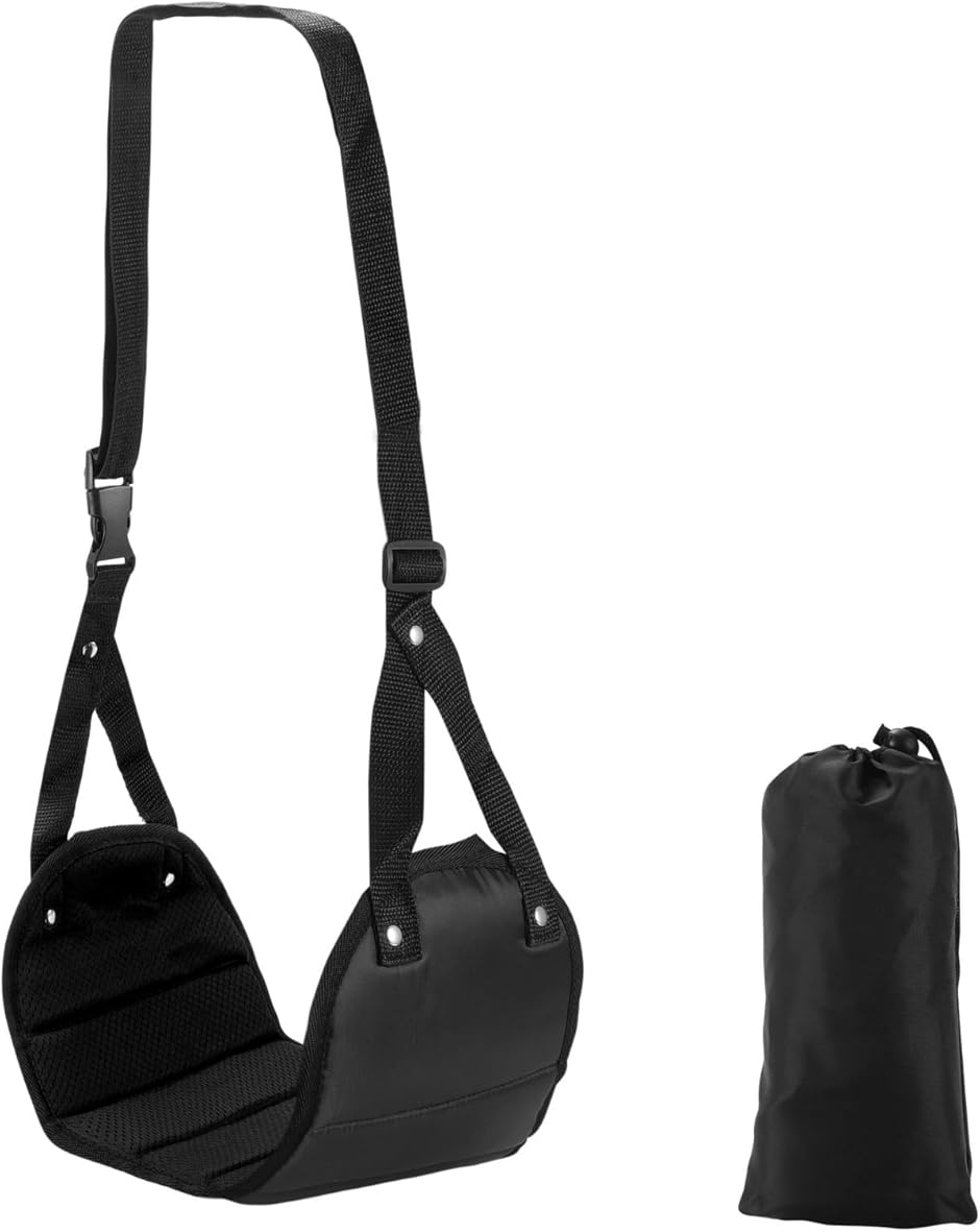 フットレスト 飛行機 吊り下げ 車 デスク下 夜行バス 快適グッズ (ブラック,  ワンサイズ)