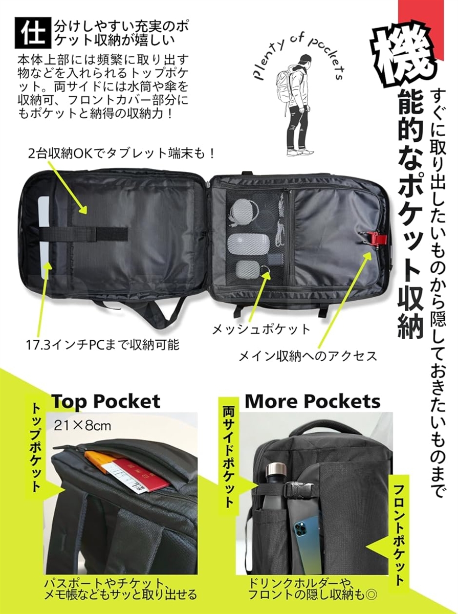 旅行 リュック 大容量 40L 機内持ち込み 出張 ビジネス トラベル