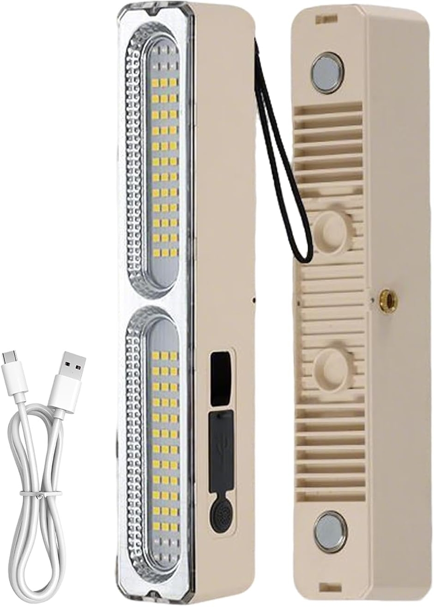 LEDライトUSB充電/太陽光発電+５つ点灯モード+高輝度+6000mAh大容量バッテリー電量残量表示 作業用ライト マグネット付き