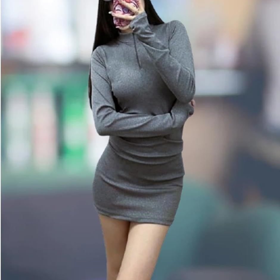 タイト ミニ ワンピース 長袖 薄手 美脚 セクシー レディース ハーフ