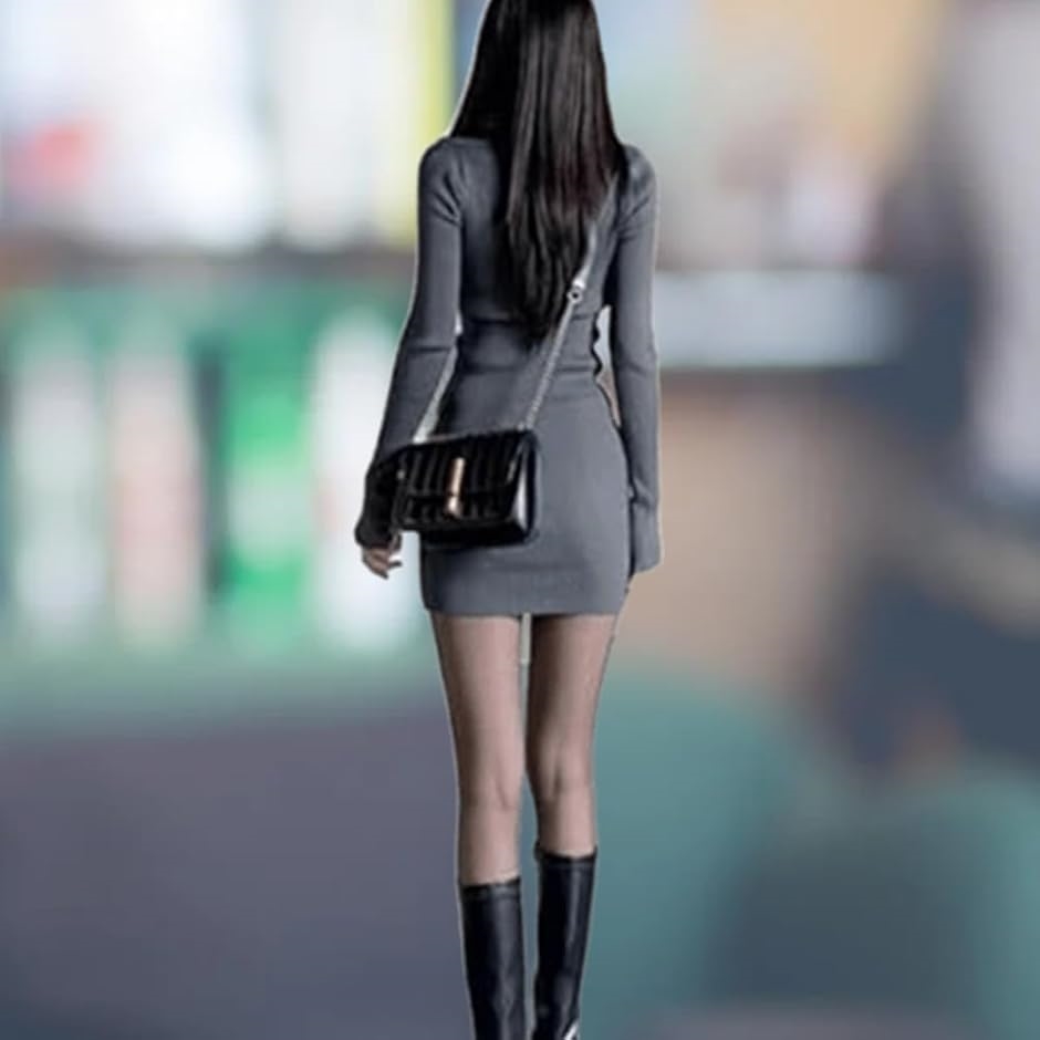タイト ミニ ワンピース 長袖 薄手 美脚 セクシー レディース ハーフ