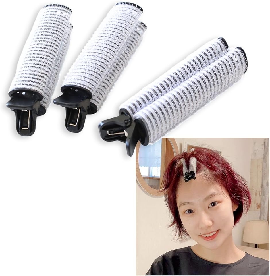 前髪立ち上げクリップ 3個セット 韓国 ダッカール メンズ 前髪カーラー ヘアカーラー 細め 黒 マジックカーラー (ホワイトブラック3)