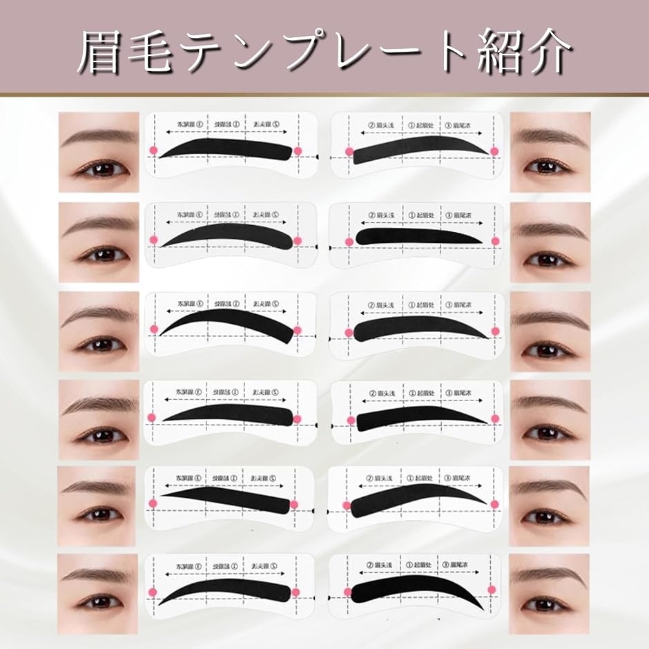 簡単キレイに。プロ級の眉毛が書ける。12種類 眉毛テンプレート 2