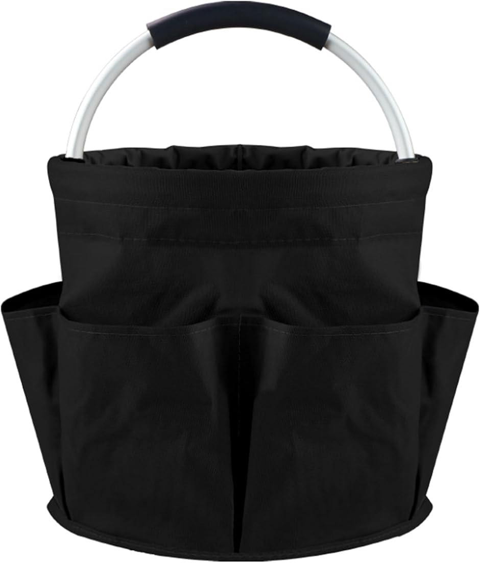 折りたたみ バケツ ポケット付き 15L マルチバケツ コンパクト 多用途 キャンプ アウトドア 釣り (ブラック,  28x28cm)