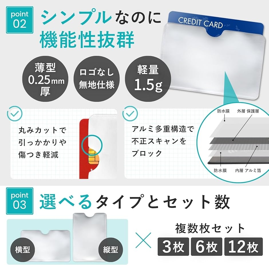 カードケース スキミング防止 磁気防止 RFID 判別シール付 中身が見え