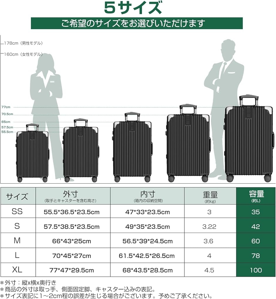 スーツケース キャリーケース 機内持ち込み (a.シルバー, XLサイズ（10