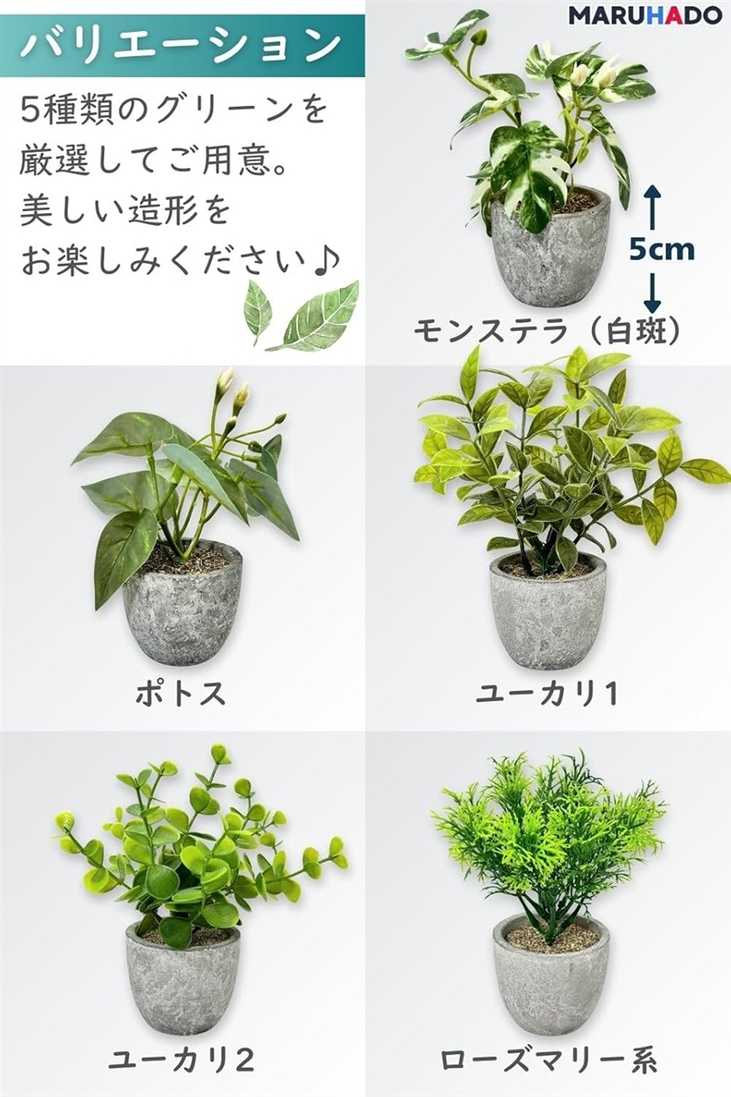フェイクグリーン 観葉植物 卓上 5点セット 光触媒 ミニ インテリア