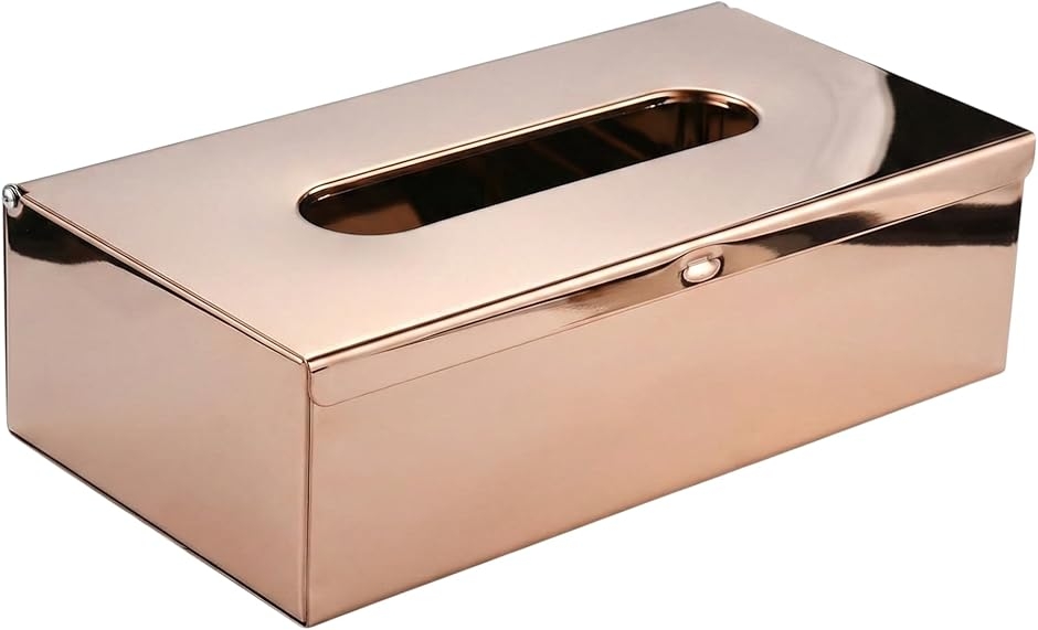 ティッシュケース ステンレス 2way 卓上 壁掛け 両用 ボックス カバー おしゃれ (ピンクゴールド,  25.2x13x7.3cm)