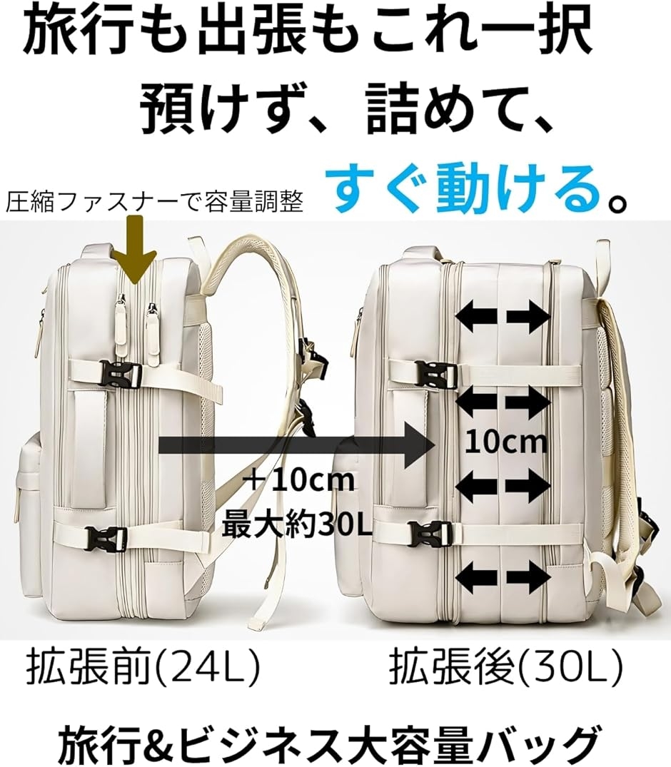 ビジネスリュック 機内持ち込み レディース PC対応 撥水 軽量 3層構造