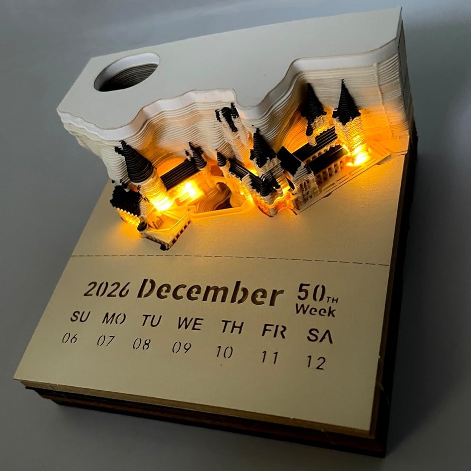 3Dカレンダー 2026 ライト付き 立体カレンダー メモ帳 インテリア 雑貨