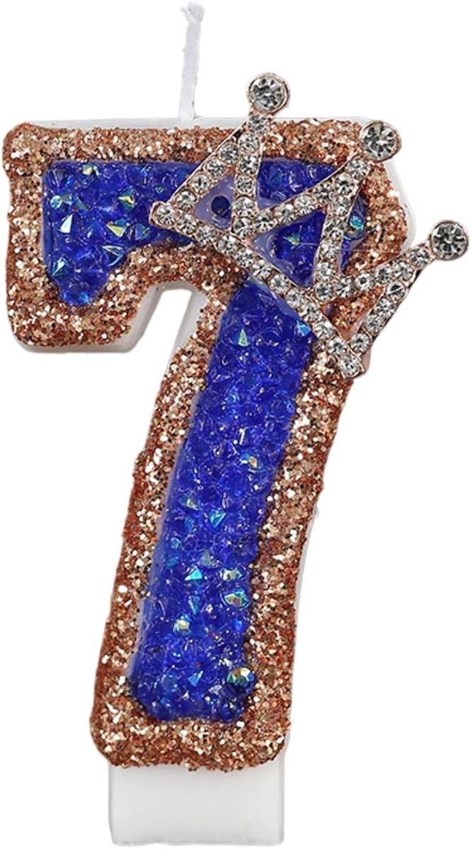 バースデー ナンバー キャンドル 誕生日 ロウソク 数字 誕生日ケーキ ラメ数字 (ブルー,  数字：7)