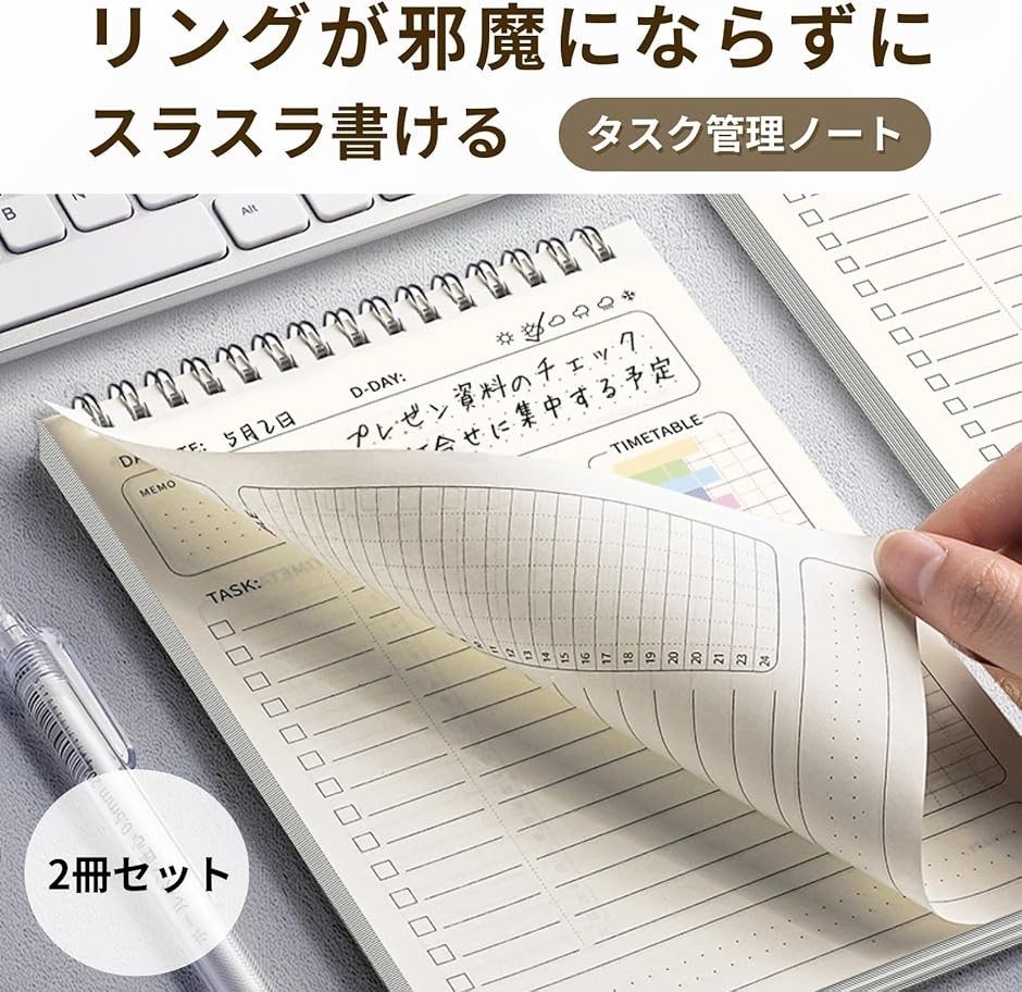 Lisakoさん　ブレストノート2冊セット タスク管理ノート 手帳 todoリスト スケジュール帳 勉強計画 205x142mm