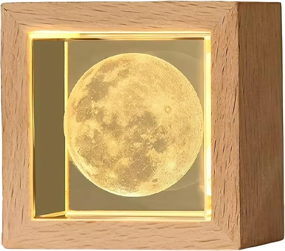 テーブルランプ ナイトライト ベッドサイドランプ クリスタルボール(暖色系 月,  水晶サイズ5cm)