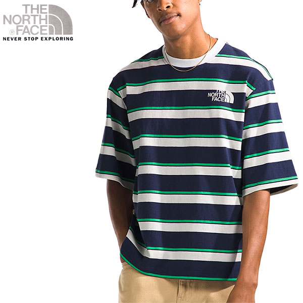 ノースフェイス Tシャツ メンズ 半袖 ボーダー オーバーサイズ THE NORTH FACE Easy Tee Relaxed Fit 2024春夏 新作 NF0A7ZZ2｜reason