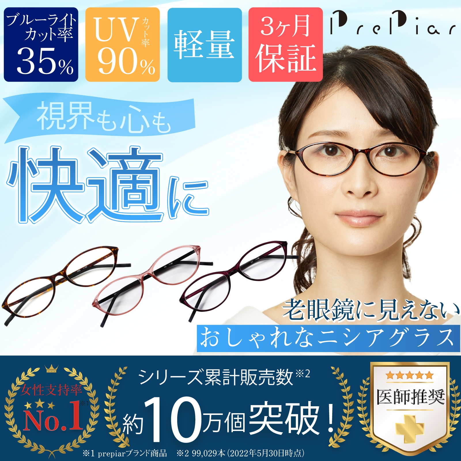 老眼鏡 軽量タイプ ブルーライトカット新品未使用 - メガネ・老眼鏡