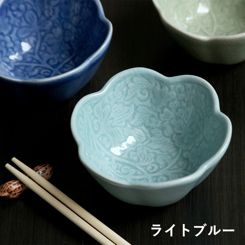 小鉢 花柄のお皿 タイ セラドン焼 セラドン焼き タイ王国 焼き物