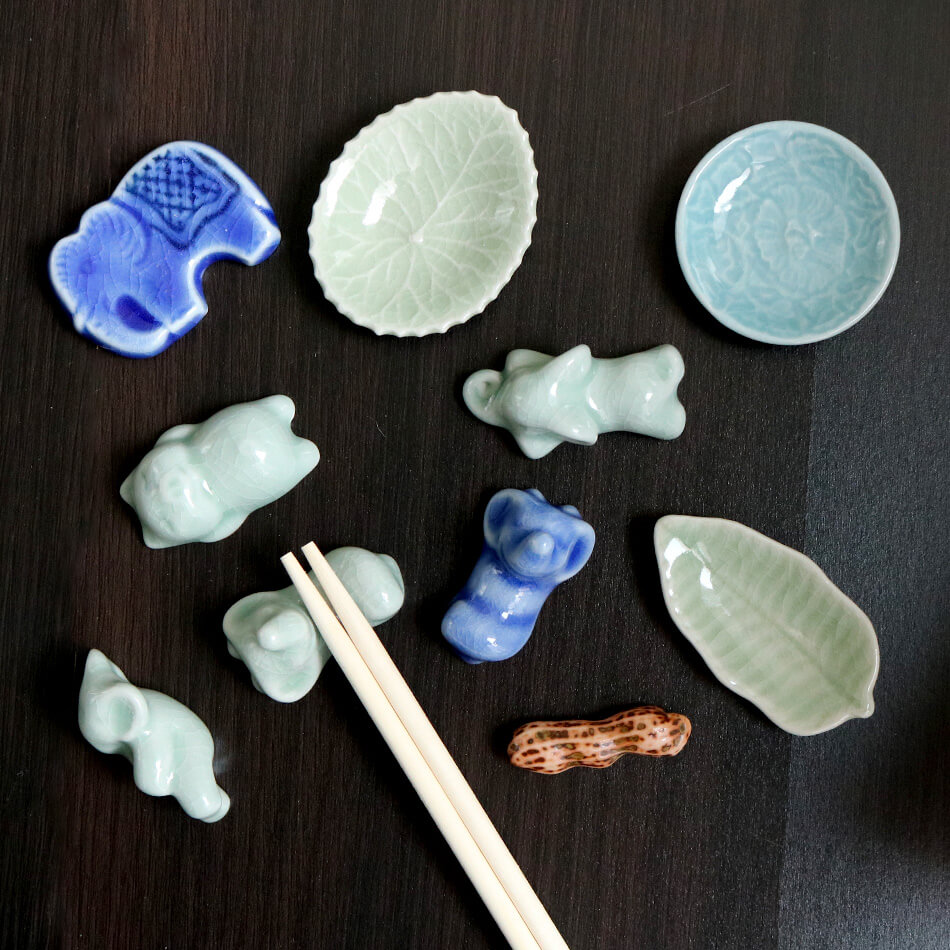 箸置き 象 ぞう 豚 ブタ ピーナッツ タイ セラドン焼 セラドン焼き