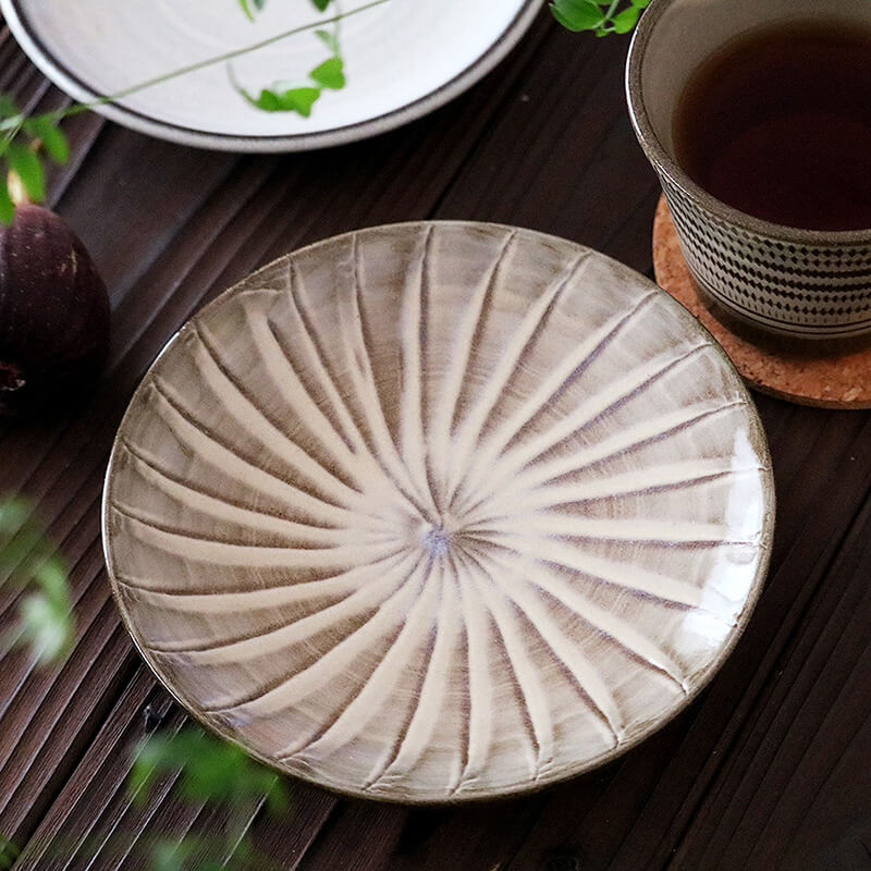 小石原焼 小石原焼き 5寸皿 刷毛目 茶色 ブラウン 15cm マルダイ 小石原焼 小石原焼き 5寸皿 刷毛目 茶色 ブラウン 15cm マルダイ
