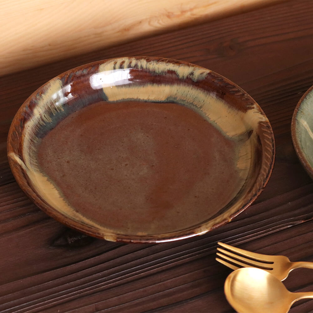 七寸皿 7寸皿 小代焼 小代本谷ちひろ窯 中皿 2種類から選べる パスタ皿 ワンプレート カレー皿