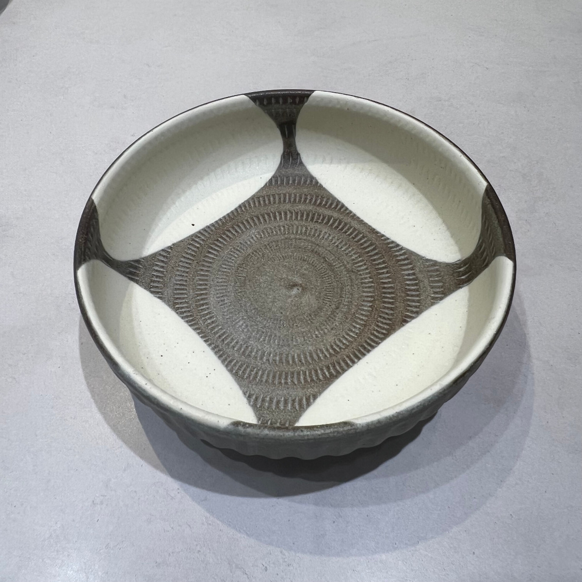 小石原焼 マット 飛び鉋 ツートン 深皿 陶器 器 翁明窯元 和食器