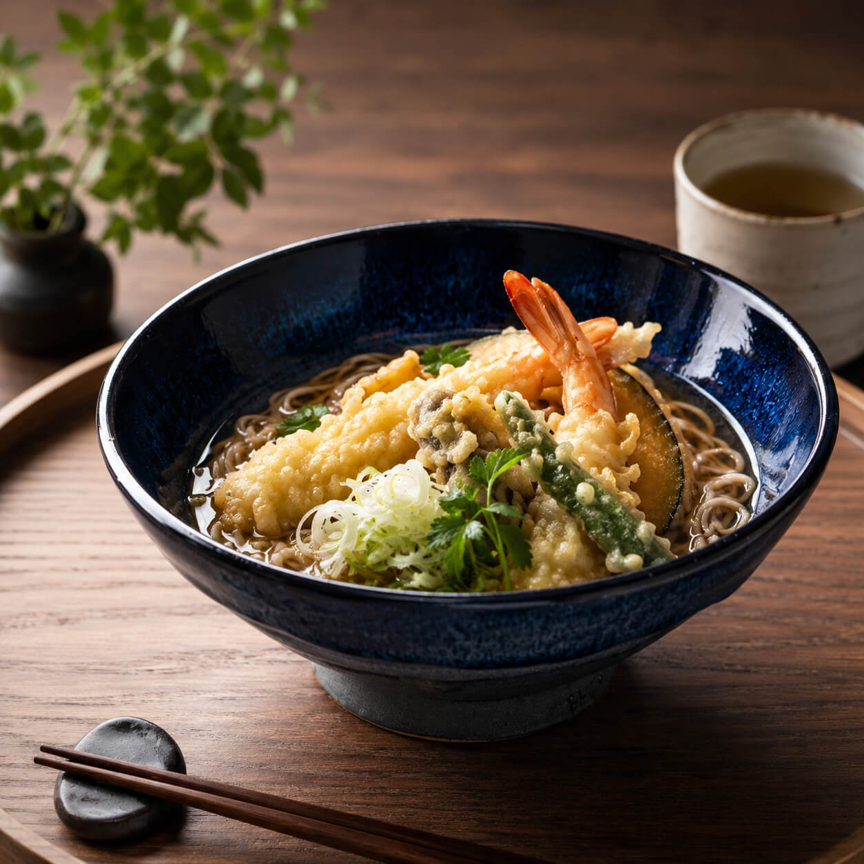 小石原焼 宇宙を覗き込むような青のグラデーション どんぶり 麺鉢 秀山