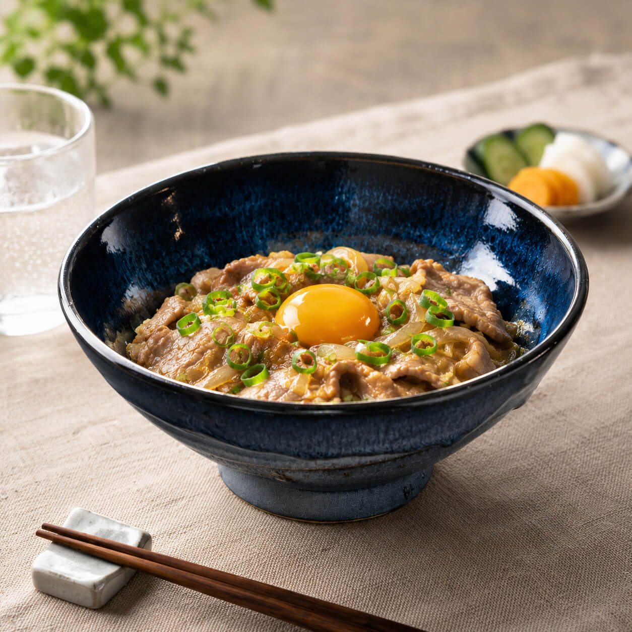 小石原焼 宇宙を覗き込むような青のグラデーション どんぶり 麺鉢 秀山