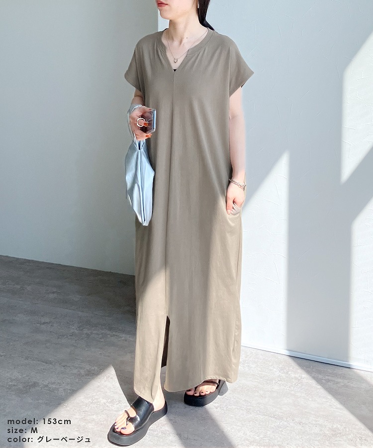 フレンチスリーブコットンワンピース bel-bc-163 レディース  