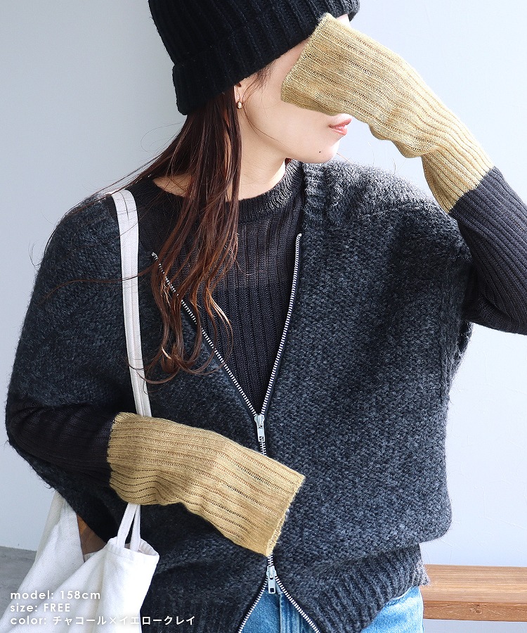 reca（レカ） バイカラー透かし編みニット hi285834 レディース ニット