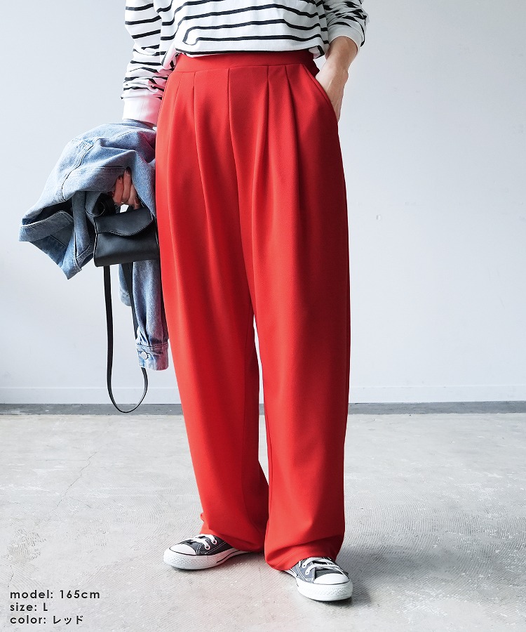 reca（レカ） カットジョーゼットタックパンツ y1106 レディース