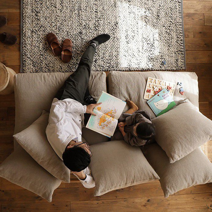 替えカバー】リセノプロダクト 1.5人掛けソファー AGRA クリンプ生地