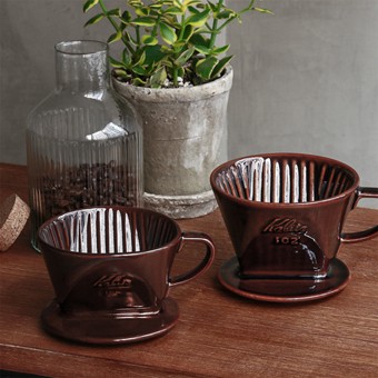 陶製ブラウンコーヒードリッパー Kalita 陶器製コーヒードリッパー ロトブラウン101（1〜2人用