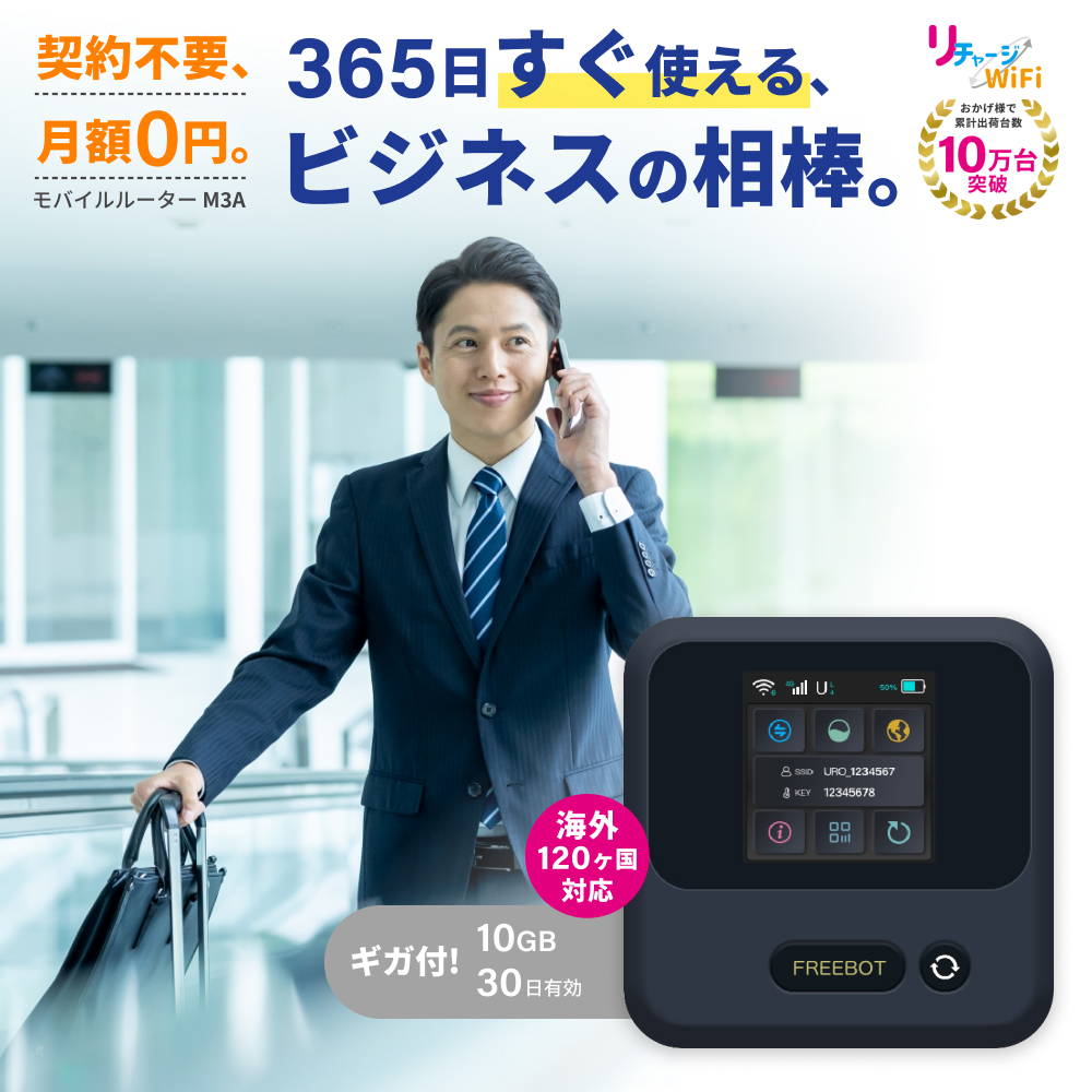 リチャージWiFi リチャージWiFi 10ギガ付き 30日間 M3A モバイル